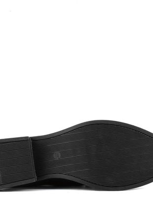 Ботинки женские кожаные черные на низком квадратном каблуке  1221б7 фото