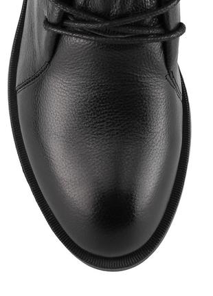 Ботинки женские кожаные черные на низком квадратном каблуке  1221б6 фото