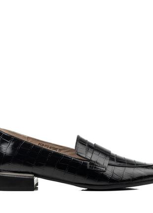 Туфли женские кожаные черные с острым носиком 2126т3 фото