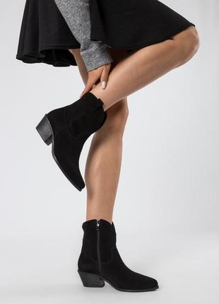 Ботинки женские черные замшевые 595бп