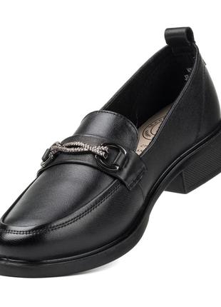 Туфли-лоферы женские черные кожаные 2296т5 фото