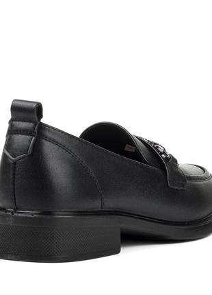 Туфли-лоферы женские черные кожаные 2296т4 фото