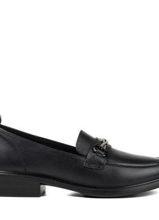 Туфли-лоферы женские черные кожаные 2296т2 фото