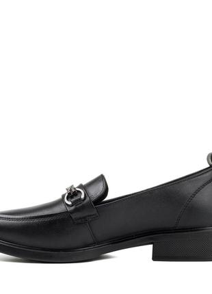 Туфли-лоферы женские черные кожаные 2296т3 фото