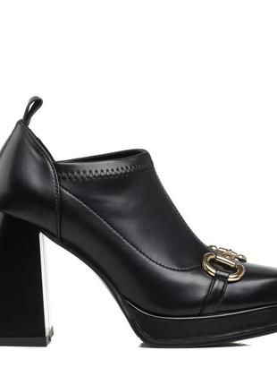 Туфли женские черные на толстом каблуке 2102т2 фото