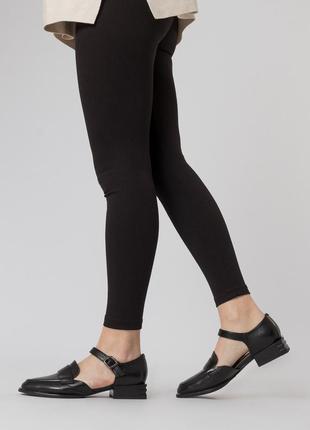 Туфли женские кожаные черные с ремешком 2234т9 фото
