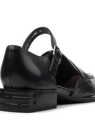 Туфли женские кожаные черные с ремешком 2234т5 фото