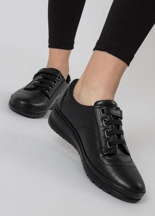 Туфли женские черные кожаные 1030тz8 фото