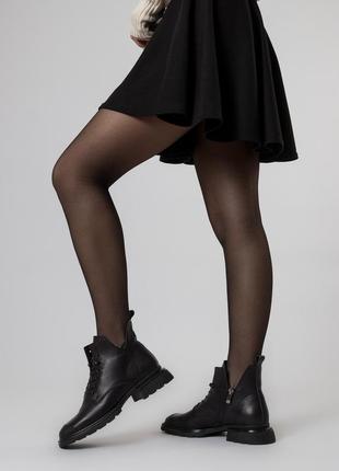 Ботинки женские кожаные черные 590бп