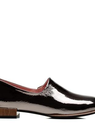 Туфли женские кожаные лаковые черные,на устойчивом каблуке,на низком каблуке 1620т2 фото