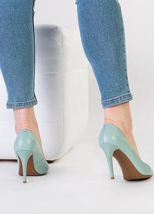 Туфлі човники жіночі шкіряні на шпильці  1875т-с9 фото