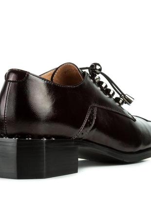 Туфли женские кожаные коричневые,классические,с шнуровкой,на устойчивом каблуке 1557т4 фото