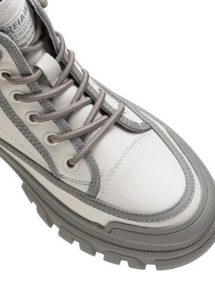 Ботинки молочные с серым на шнуровках спортивные 1615б-а7 фото