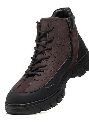Ботинки мужские черные с коричневым на удобной подошве 33505 фото