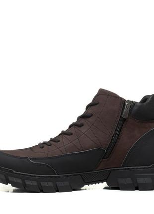 Ботинки мужские черные с коричневым на удобной подошве 33503 фото