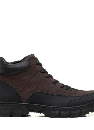 Ботинки мужские черные с коричневым на удобной подошве 33502 фото