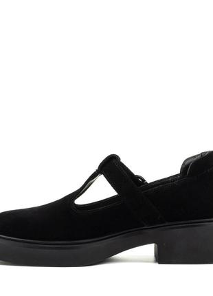 Туфли женские черные замшевые с ремешком 2287т3 фото