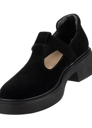 Туфлі жіночі чорні замшеві з ремінцем 2287т5 фото