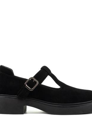 Туфли женские черные замшевые с ремешком 2287т2 фото