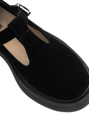 Туфли женские черные замшевые с ремешком 2287т7 фото