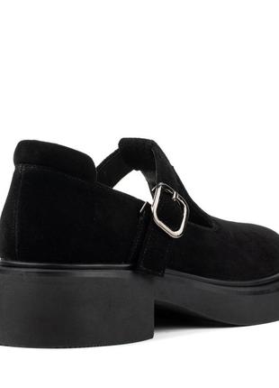 Туфли женские черные замшевые с ремешком 2287т4 фото