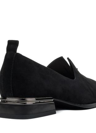 Туфлі жіночі замшеві чорні на низькому ходу 2263т4 фото