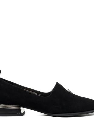 Туфлі жіночі замшеві чорні на низькому ходу 2263т2 фото