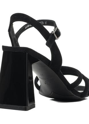 Босоножки женские замшевые черные на толстом каблуке, открытый 1212л5 фото