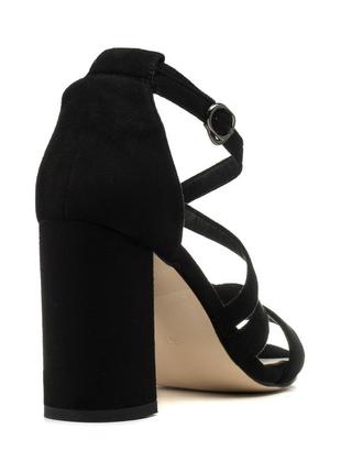 Босоніжки жіночі чорні на високих товстих підборах 1079л4 фото