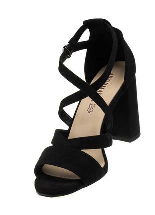 Босоніжки жіночі чорні на високих товстих підборах 1079л5 фото