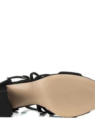 Босоніжки жіночі чорні на високих товстих підборах 1079л6 фото