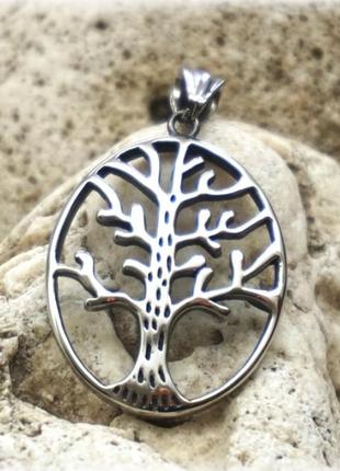 Амулет "boho" нержавеющая сталь древо жизни овал №011