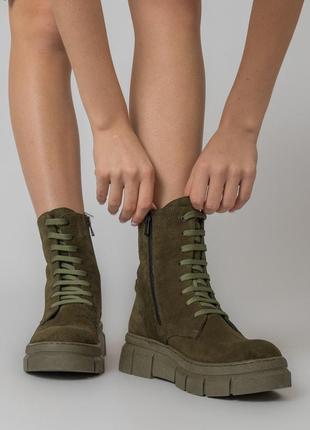 Ботинки женские замшевие на шнурках 450бz-а