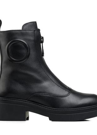 Ботинки черные женские кожаные с замком 1596ц2 фото