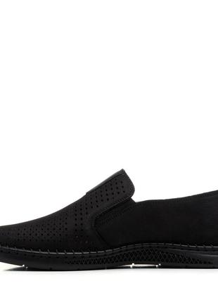 Туфлі нубукові чорні з перфорацією 26013 фото