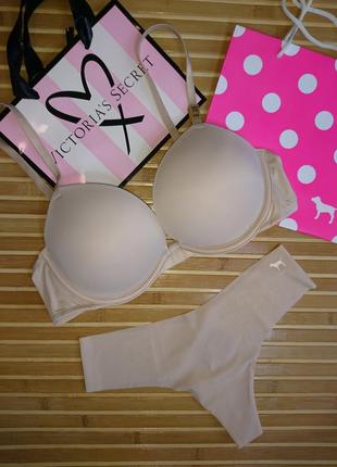 Комплект двойной пуш ап плюс victorias secret pink wear everywhere super push-up оригинал