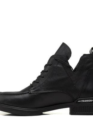 Ботинки женские кожаные черные на шнуровке 401бz4 фото