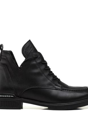 Ботинки женские кожаные черные на шнуровке 401бz3 фото