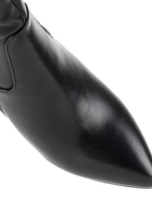 Сапоги женские кожаные черные демисезонные на шпильке,на каблуке,с острым носком 1752б10 фото