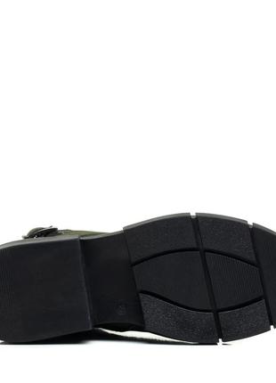 Черевики з нубуку жіночі зимові зелені на низькому квадратному каблуку 518цz-а