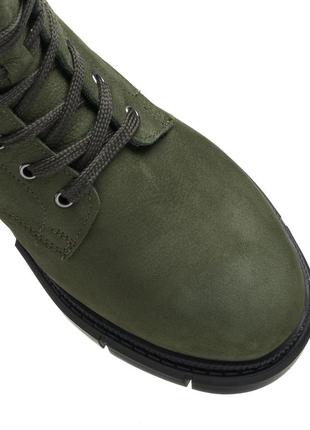 Черевики з нубуку жіночі зимові зелені на низькому квадратному каблуку 518цz-а