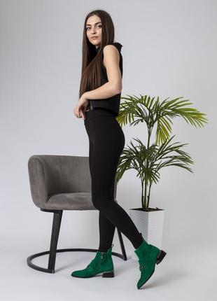 Ботинки женские замшевые зеленые 1650б3 фото