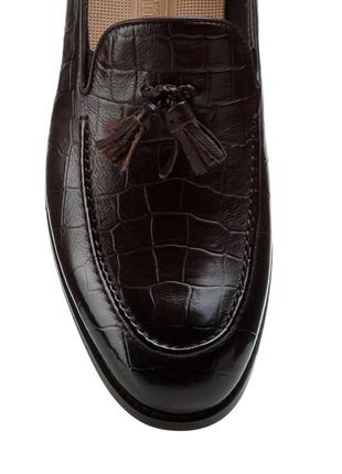 Туфли мужские кожаные коричневые с иммитацией кожы рептилии 24957 фото