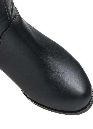 Зимние полусапожки женские кожаные черные на каблуке 1129цп7 фото