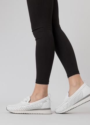 Туфли женские белые кожаные со сквозной перфорацией  1045тz-а9 фото