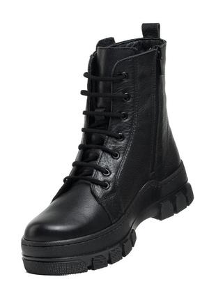 Ботинки кожаные осенние черные на шнуровках 453бz5 фото