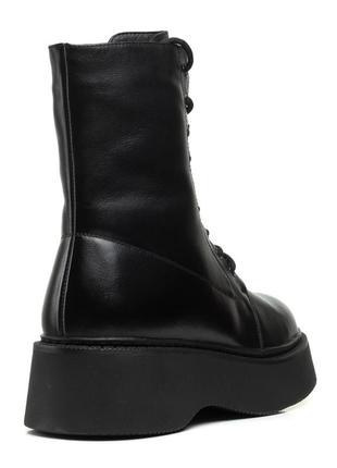 Ботинки farinni черные зимние кожаные высокие на шнуровке и платформе на меху 1554ц5 фото
