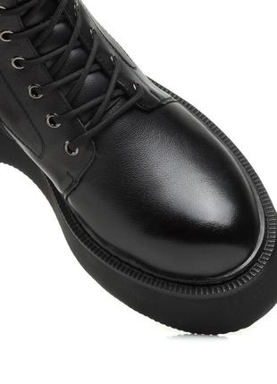 Ботинки farinni черные зимние кожаные высокие на шнуровке и платформе на меху 1554ц8 фото