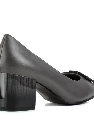 Туфлі жіночі шкіряні сірі на стійкому каблуку 1560т4 фото