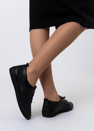 Туфли женские кожаные черные на удобной подошве  971тz9 фото